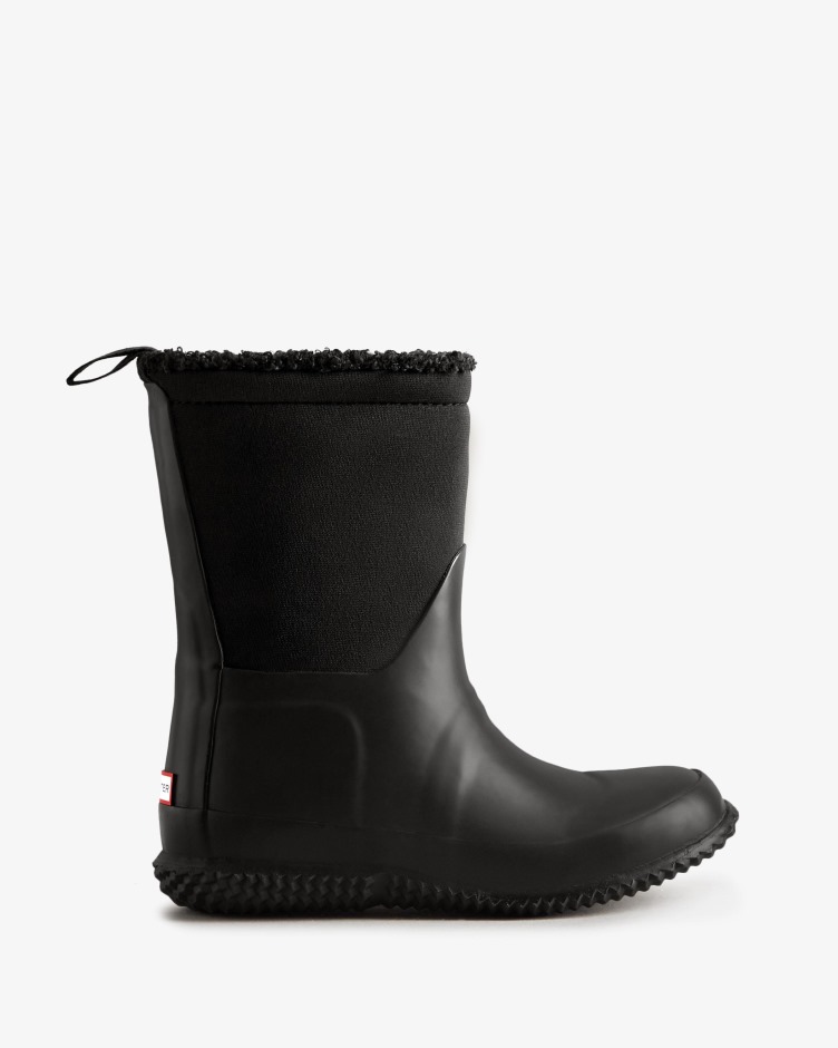Hunter Big Kids (5-10 Anos) Botas De Shearling Veganas Com Isolamento Top Roll Preto