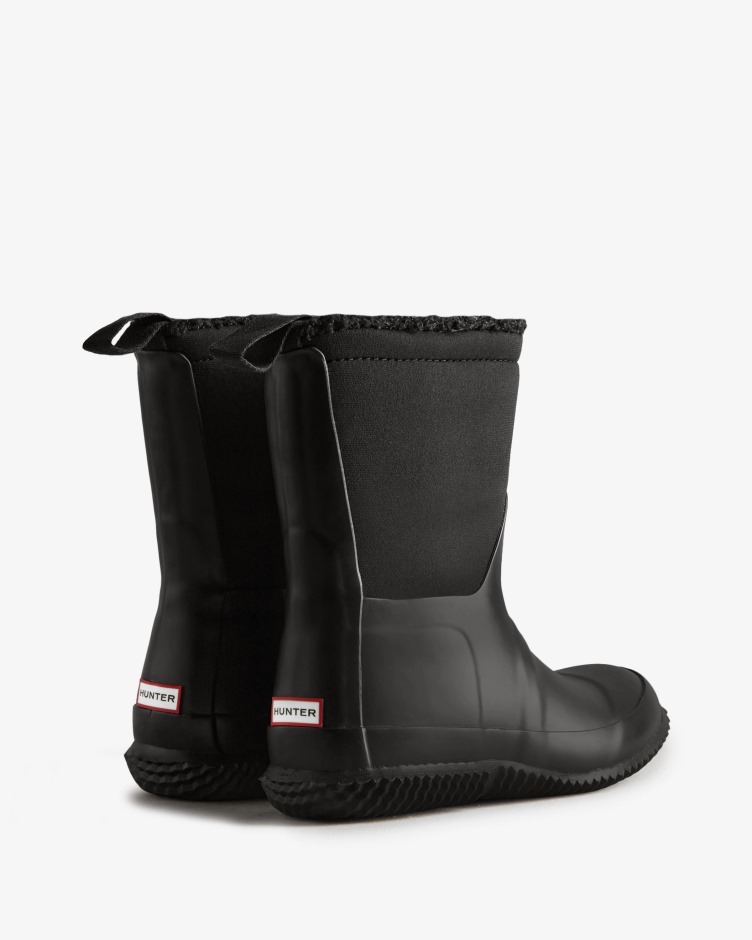 Hunter Big Kids (5-10 Anos) Botas De Shearling Veganas Com Isolamento Top Roll Preto