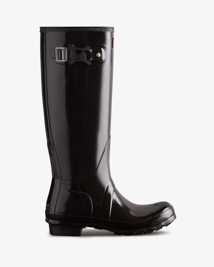 Botas De Chuva De Alto Brilho Originais De Mulher Hunter Pretas