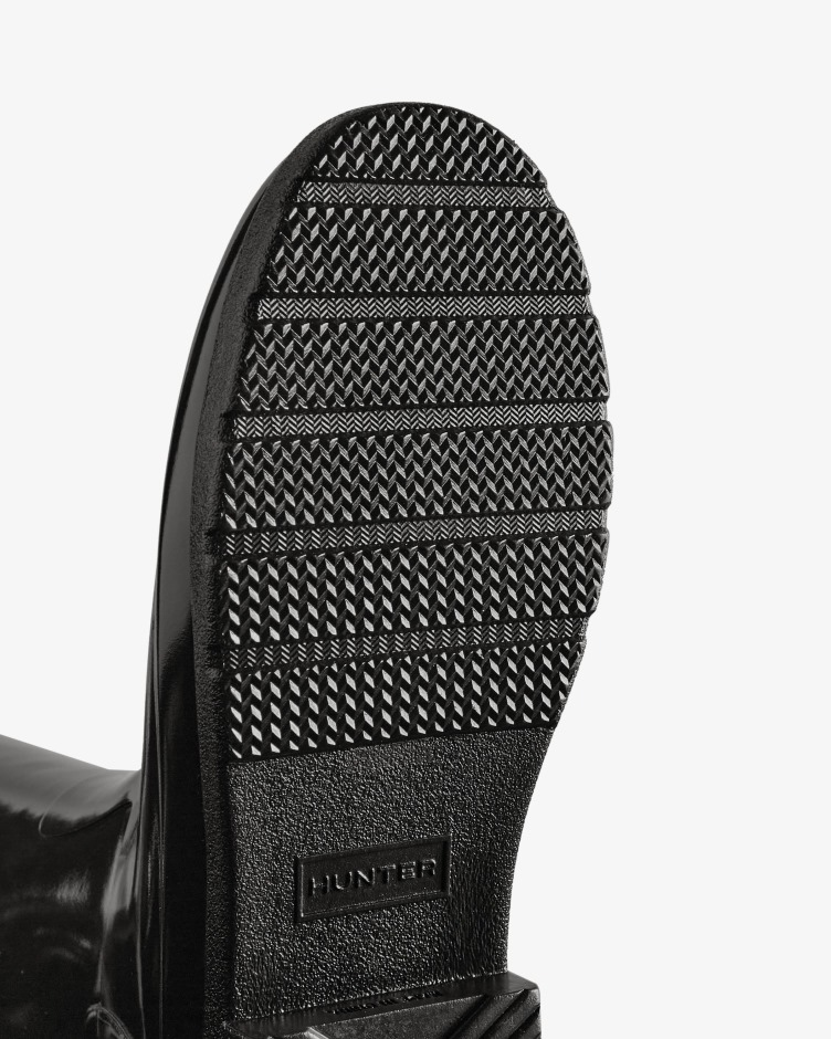 Botas De Chuva De Alto Brilho Para Mulheres Hunter Slim Fit Refinadas Pretas