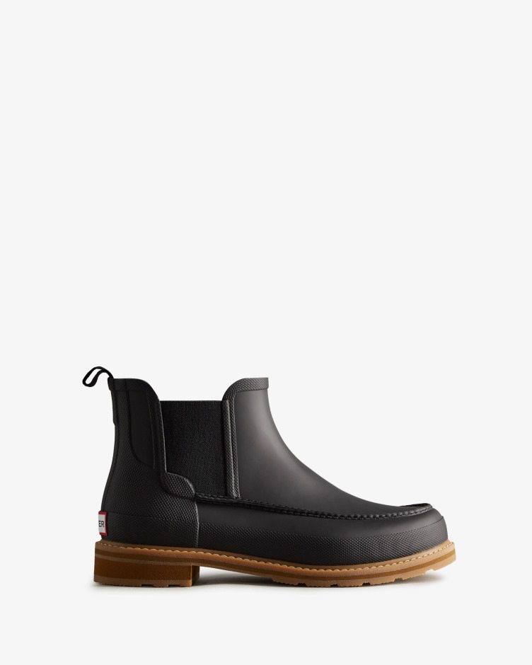 Hunter Botas Moc Toe Chelsea Pretas Para Homem