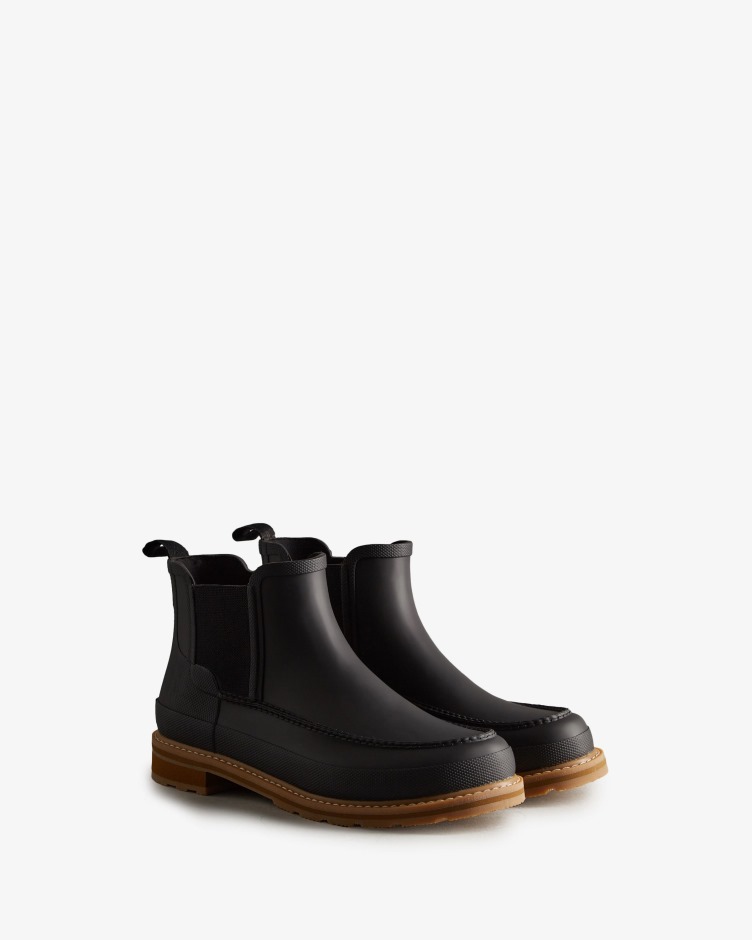 Hunter Botas Moc Toe Chelsea Pretas Para Homem