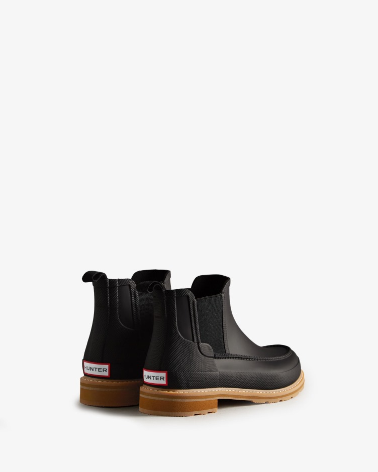 Hunter Botas Moc Toe Chelsea Pretas Para Homem
