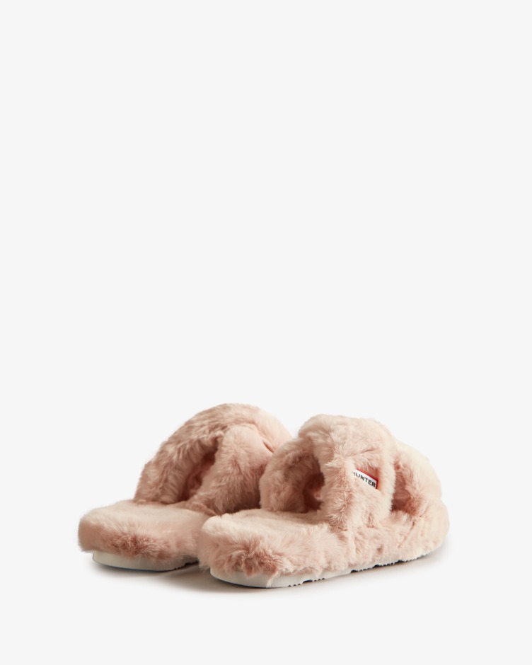 Caçador De Peles Artificiais Flatform Crossover Slide Azaléia Rosa