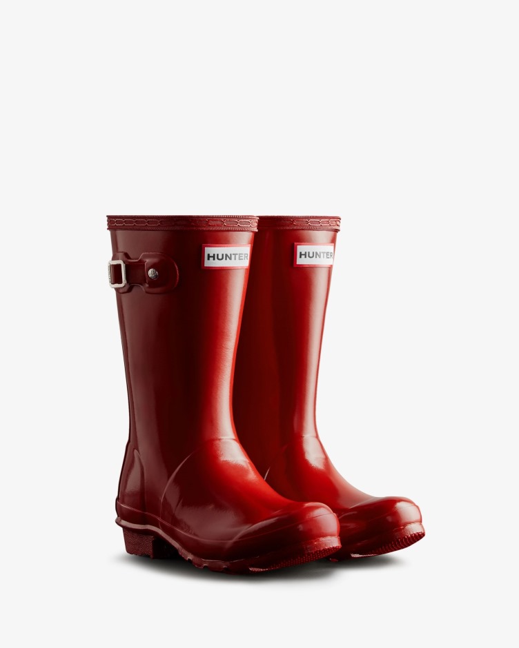 Hunter Original Big Kids (5-11 Anos) Brilhante Botas De Chuva Vermelho Militar