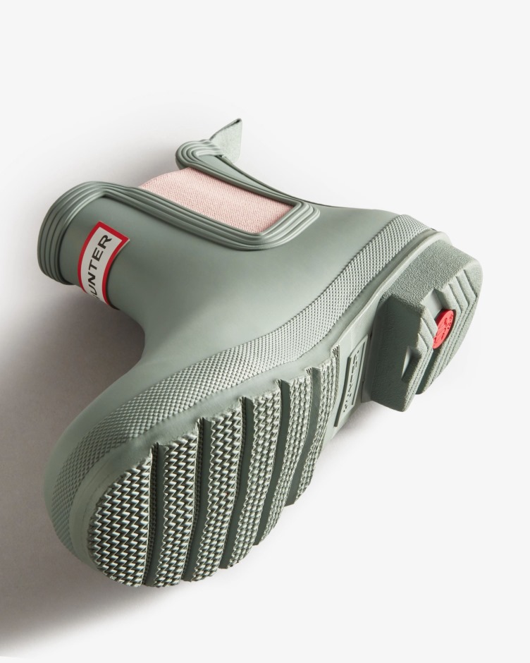 Botas Chelsea Originais Femininas Hunter Sweet Gale Verde-azaléia Rosa