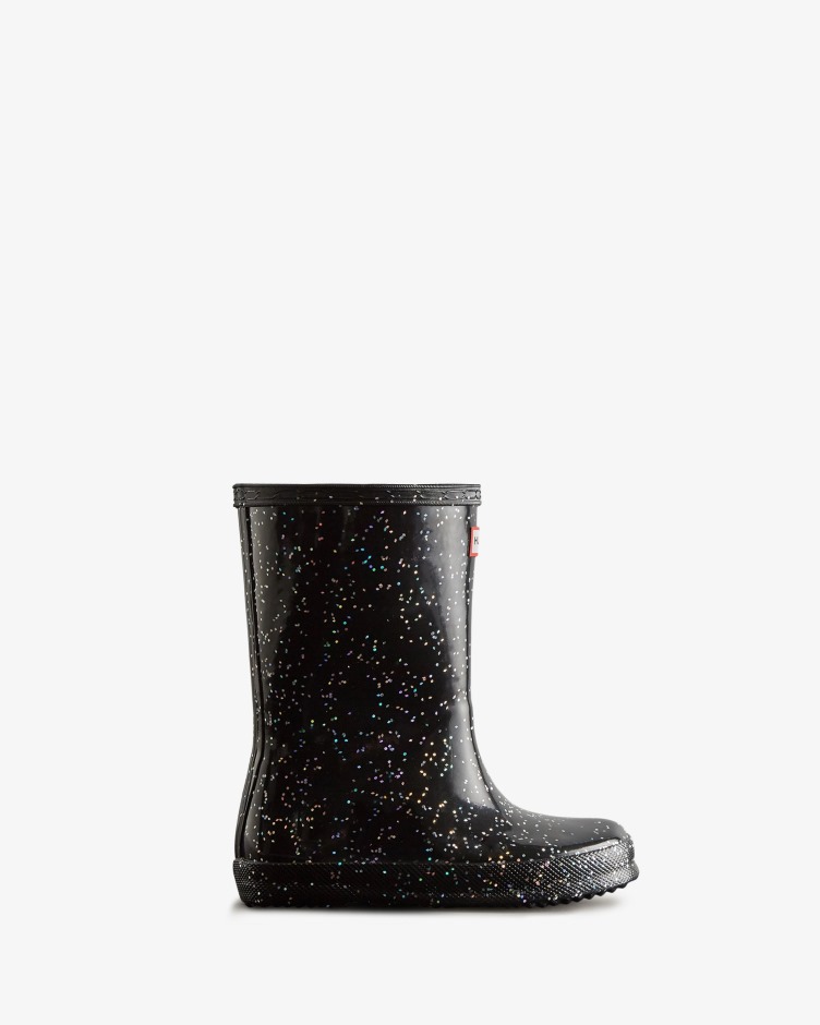 Hunter Kids First (18 Meses-8 Anos) Botas De Chuva Gigantes Com Glitter Preto