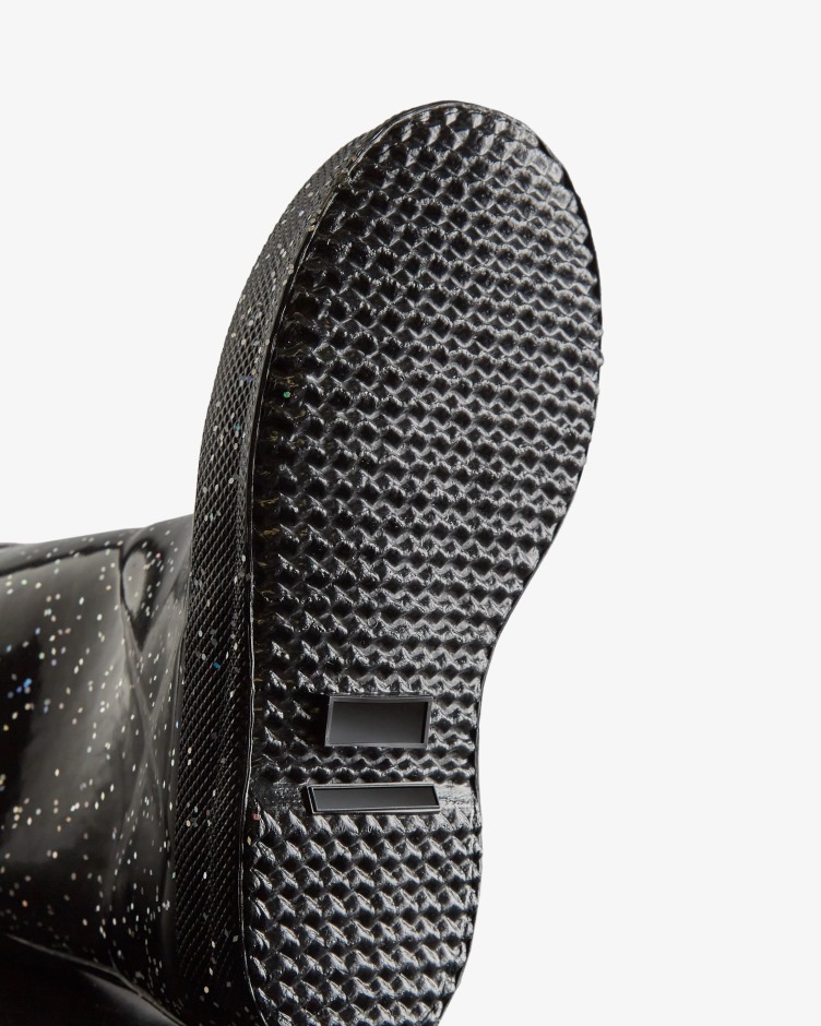 Hunter Kids First (18 Meses-8 Anos) Botas De Chuva Gigantes Com Glitter Preto