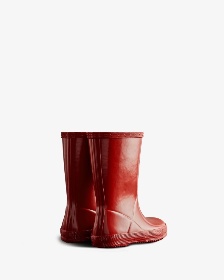 Hunter Original Kids First (18 Meses-8 Anos) Botas De Chuva Brilhante Vermelho Militar