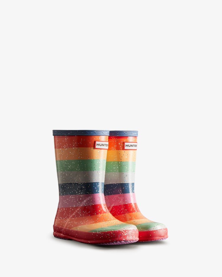 Hunter Kids First (18 Meses-8 Anos) Botas De Chuva De Arco-íris Glitter Multicoloridas