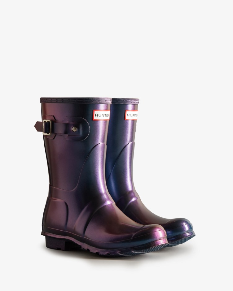 Botas De Chuva Curta Femininas Hunter Nebula Stornoway Azul