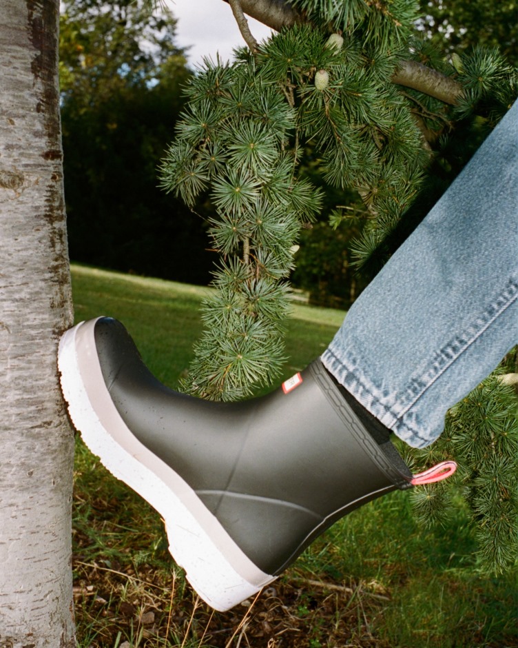 Botas De Chuva Masculinas Caçadoras Originais Com Manchas Curtas Preto-roubo Cinza