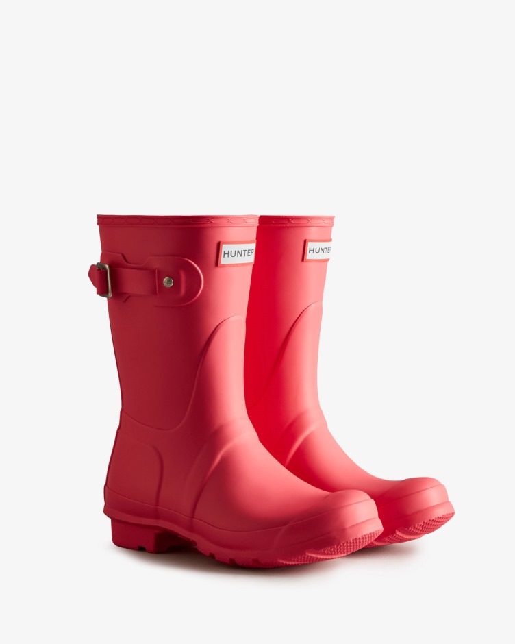 Botas De Chuva Curtas Originais Femininas Hunter Rosa Rowan