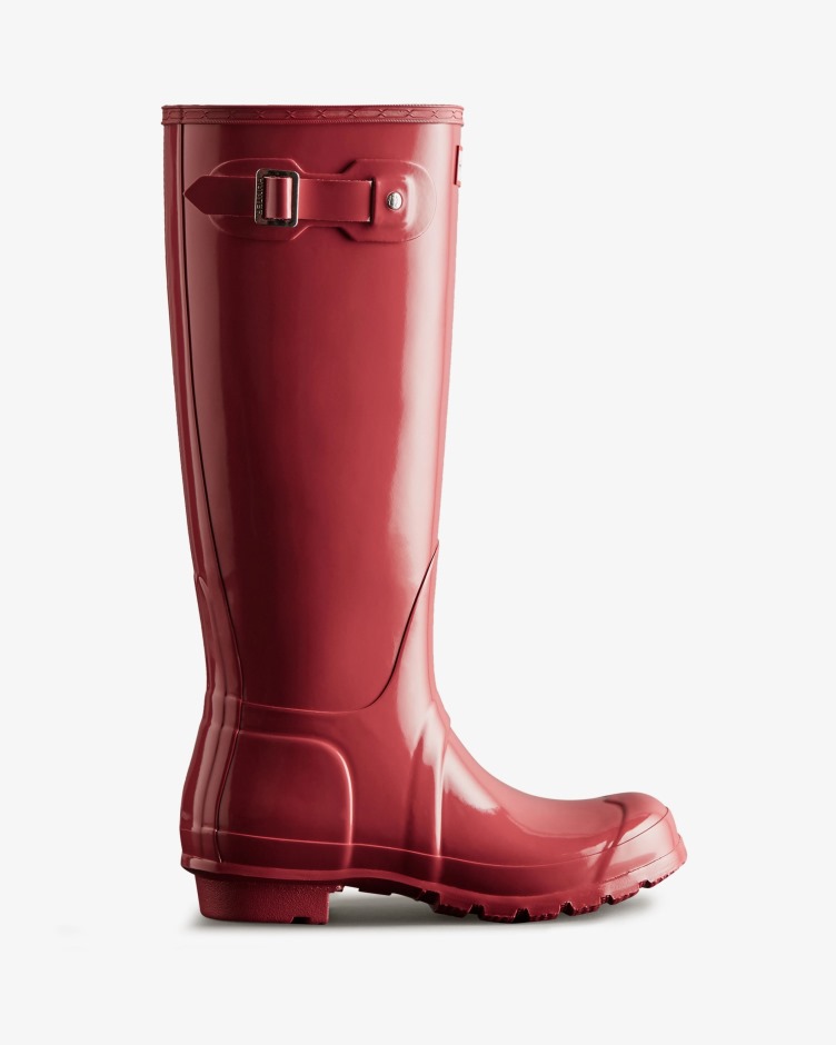 Botas De Chuva Alto Brilho Originais De Mulher Hunter Glenmore Rose