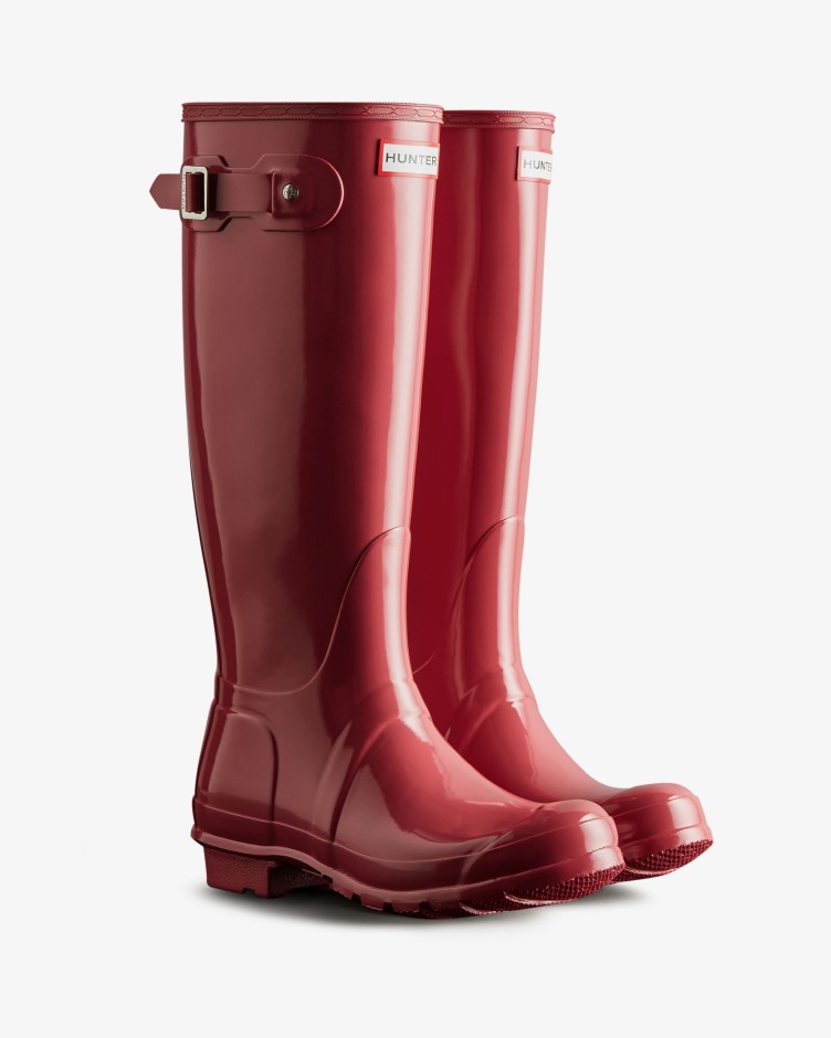 Botas De Chuva Alto Brilho Originais De Mulher Hunter Glenmore Rose