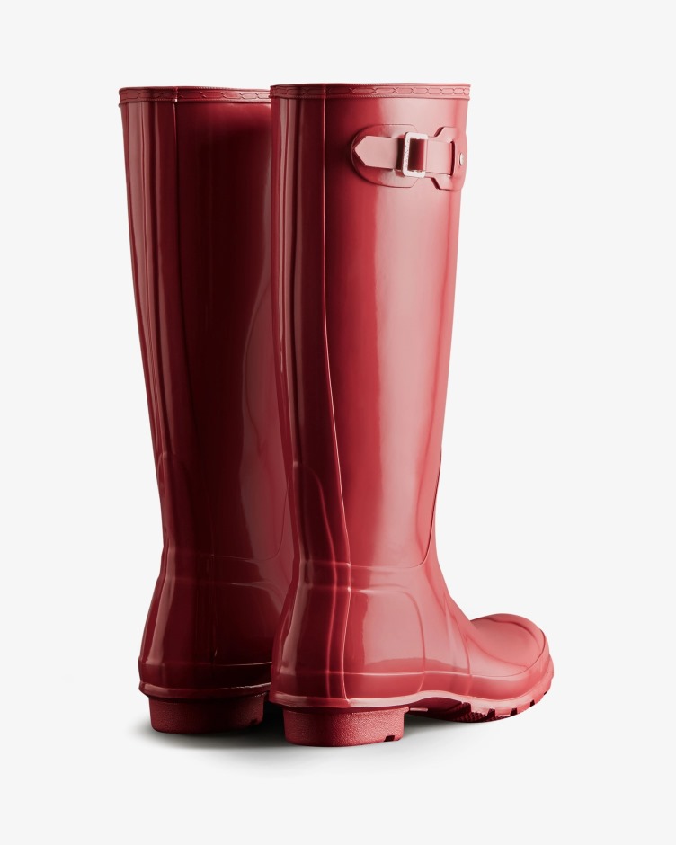 Botas De Chuva Alto Brilho Originais De Mulher Hunter Glenmore Rose