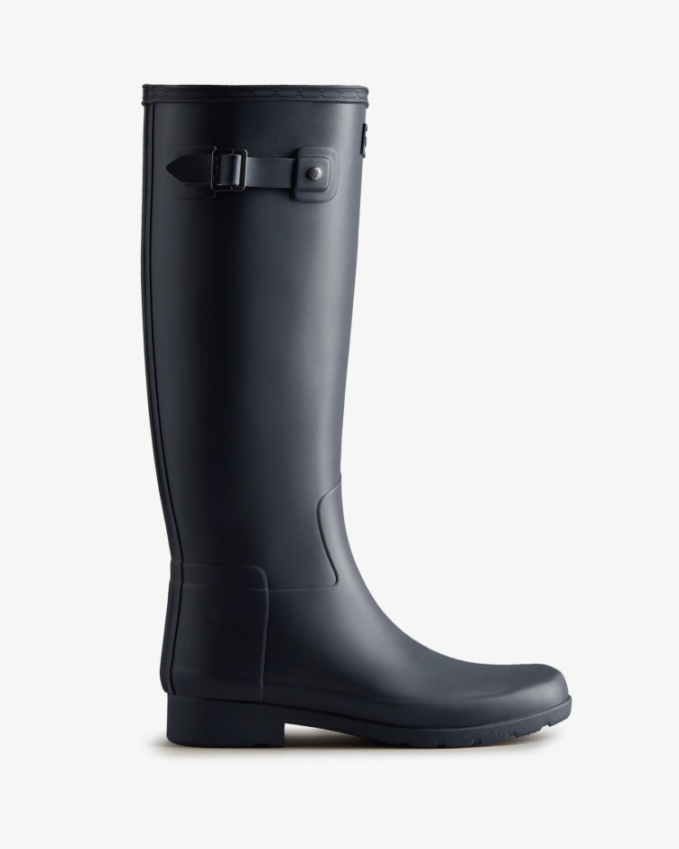 Botas De Chuva Altas Refinadas Para Mulheres Caçadores Slim Fit Azul Marinho