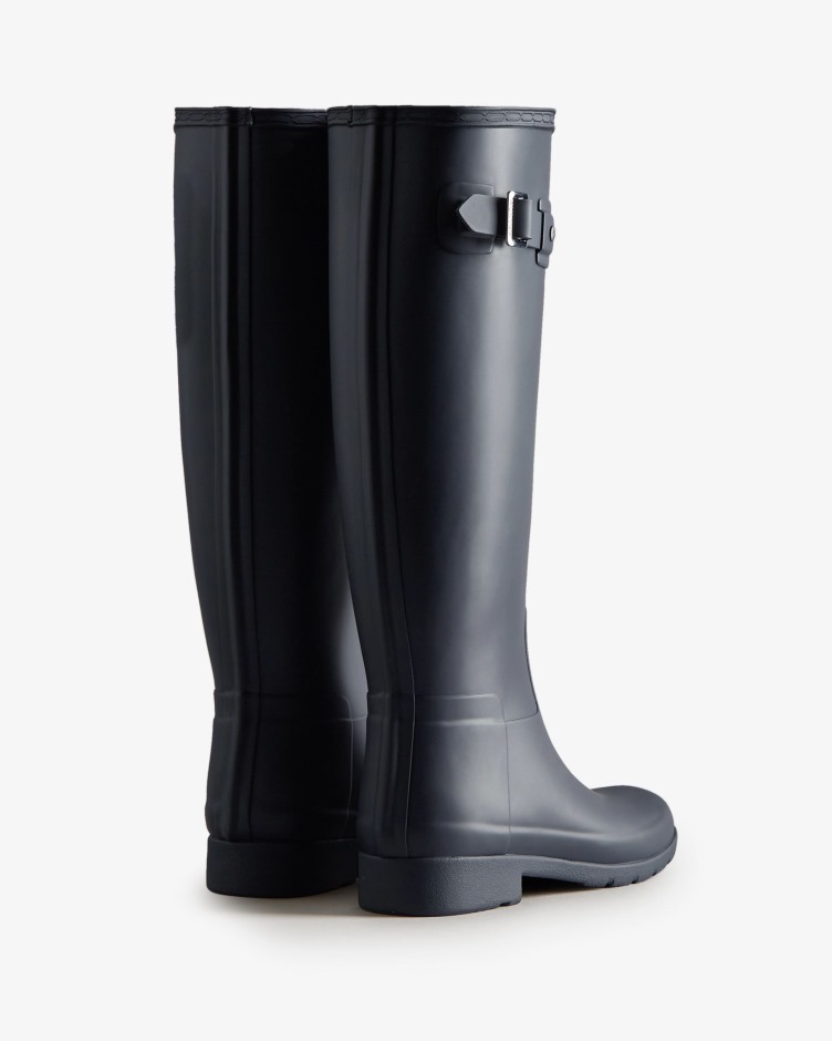 Botas De Chuva Altas Refinadas Para Mulheres Caçadores Slim Fit Azul Marinho