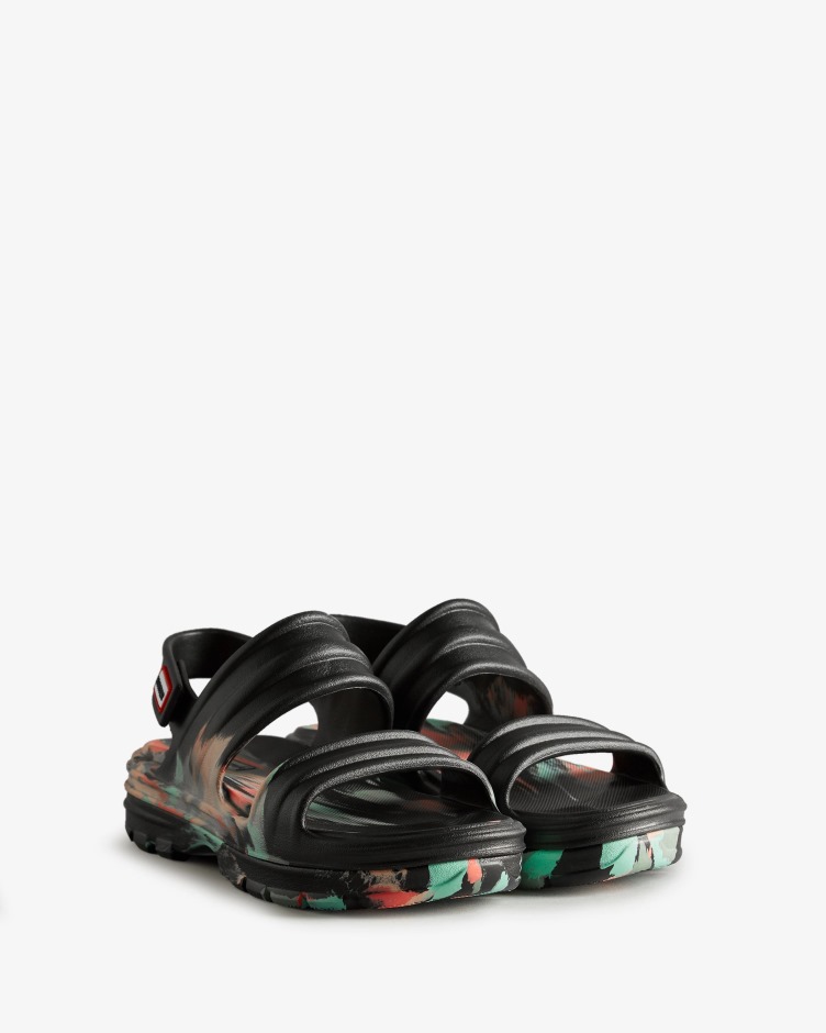 Sandália Feminina Hunter Em Mármore Flor Preta