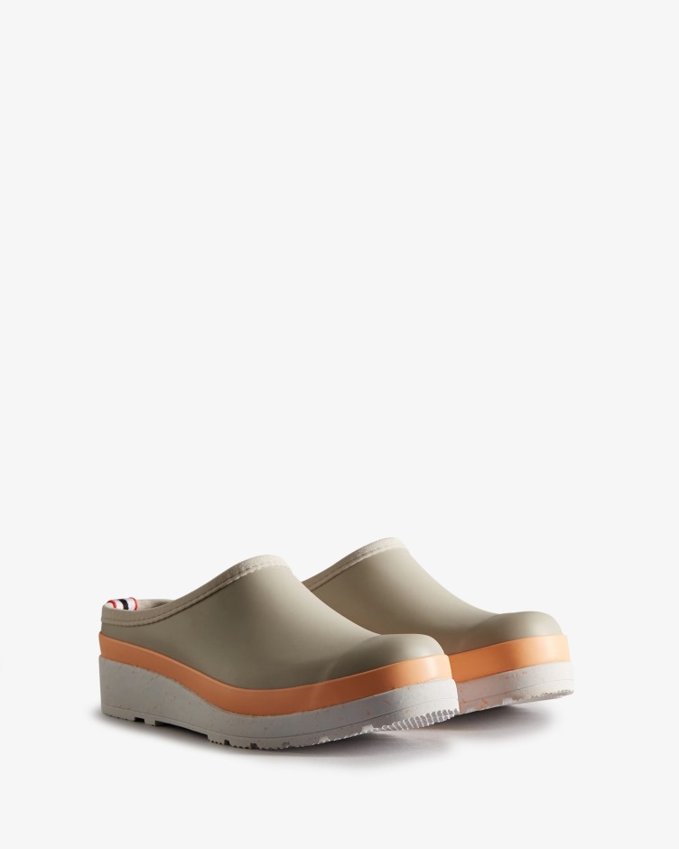 Caçador Jogo Feminino Speckle Sola Tamancos Steall Cinza Cume Subida Pêssego