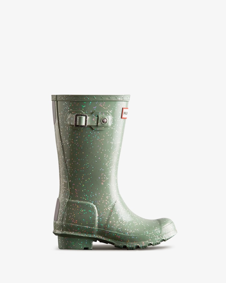 Hunter Crianças Grandes (5-11 Anos) Botas De Chuva Gigantes Com Glitter Doce Verde