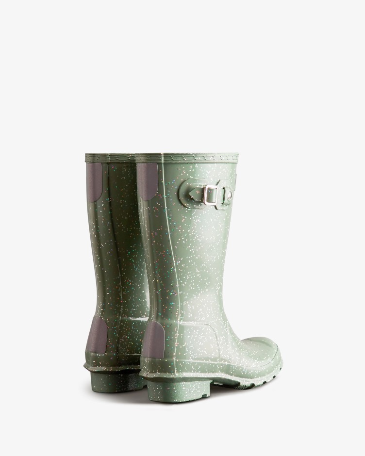 Hunter Crianças Grandes (5-11 Anos) Botas De Chuva Gigantes Com Glitter Doce Verde