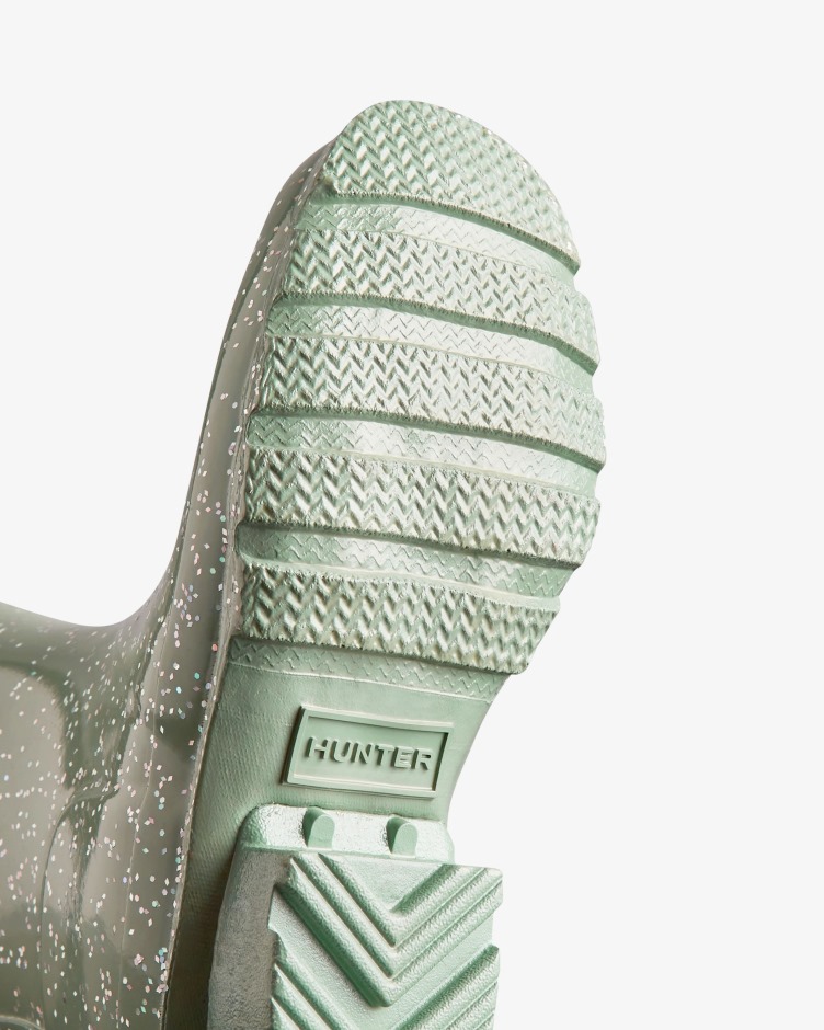 Hunter Crianças Grandes (5-11 Anos) Botas De Chuva Gigantes Com Glitter Doce Verde