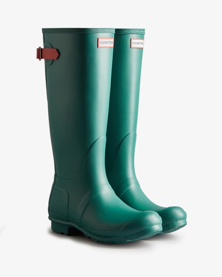 Botas De Chuva Ajustáveis ​​de Costas Altas Femininas Hunter Loch Awe Blue-glenmore Rose