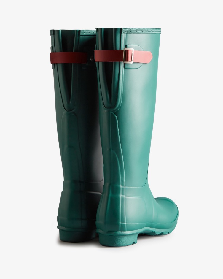 Botas De Chuva Ajustáveis ​​de Costas Altas Femininas Hunter Loch Awe Blue-glenmore Rose