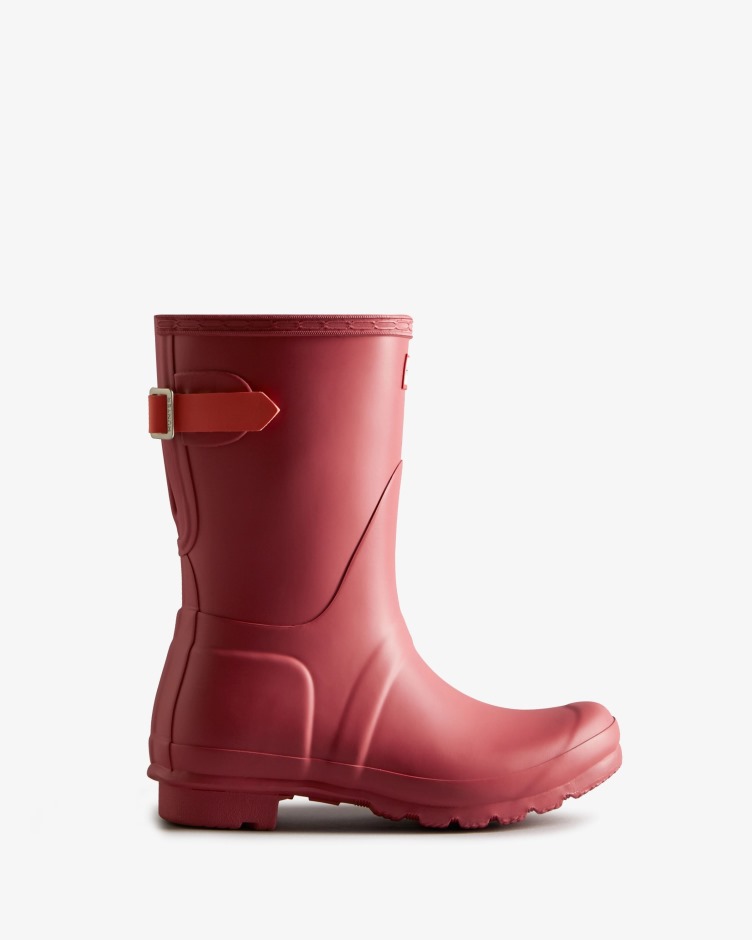 Botas De Chuva Ajustáveis ​​de Costas Curtas Femininas Hunter Glenmore Rose-sun-cup Laranja