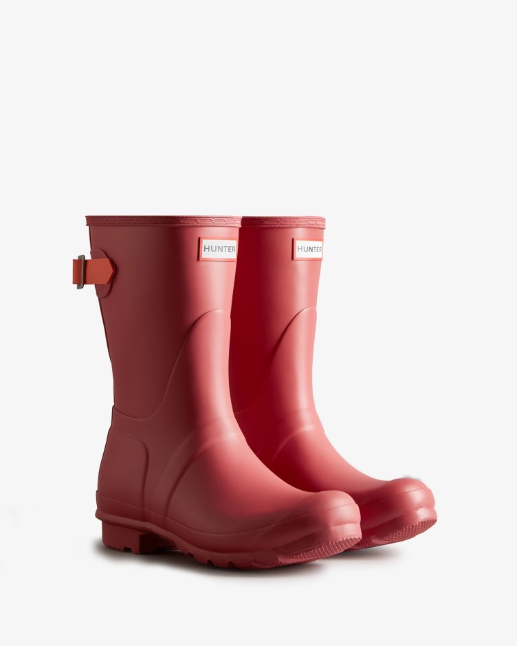 Botas De Chuva Ajustáveis ​​de Costas Curtas Femininas Hunter Glenmore Rose-sun-cup Laranja