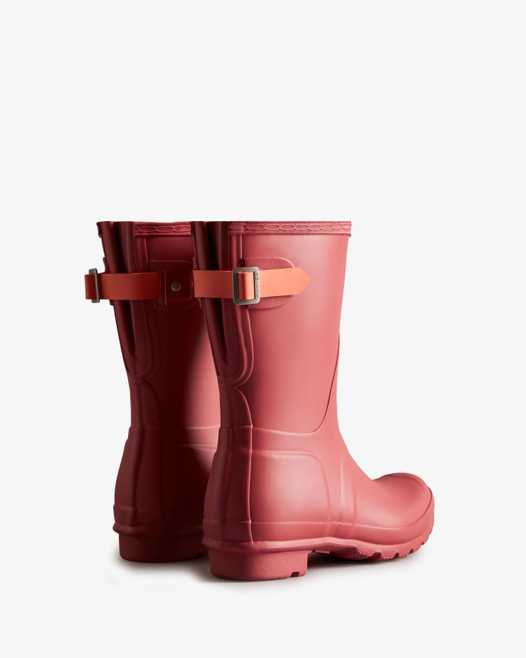 Botas De Chuva Ajustáveis ​​de Costas Curtas Femininas Hunter Glenmore Rose-sun-cup Laranja