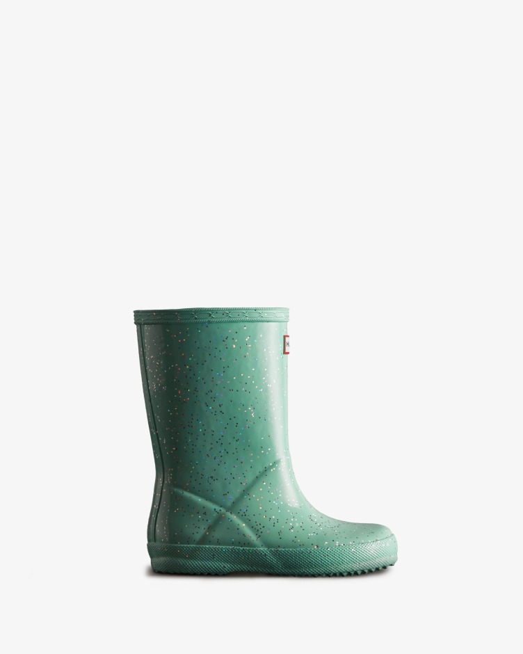 Hunter Kids First (18 Meses-8 Anos) Botas De Chuva Gigantes Com Glitter Menta Selvagem