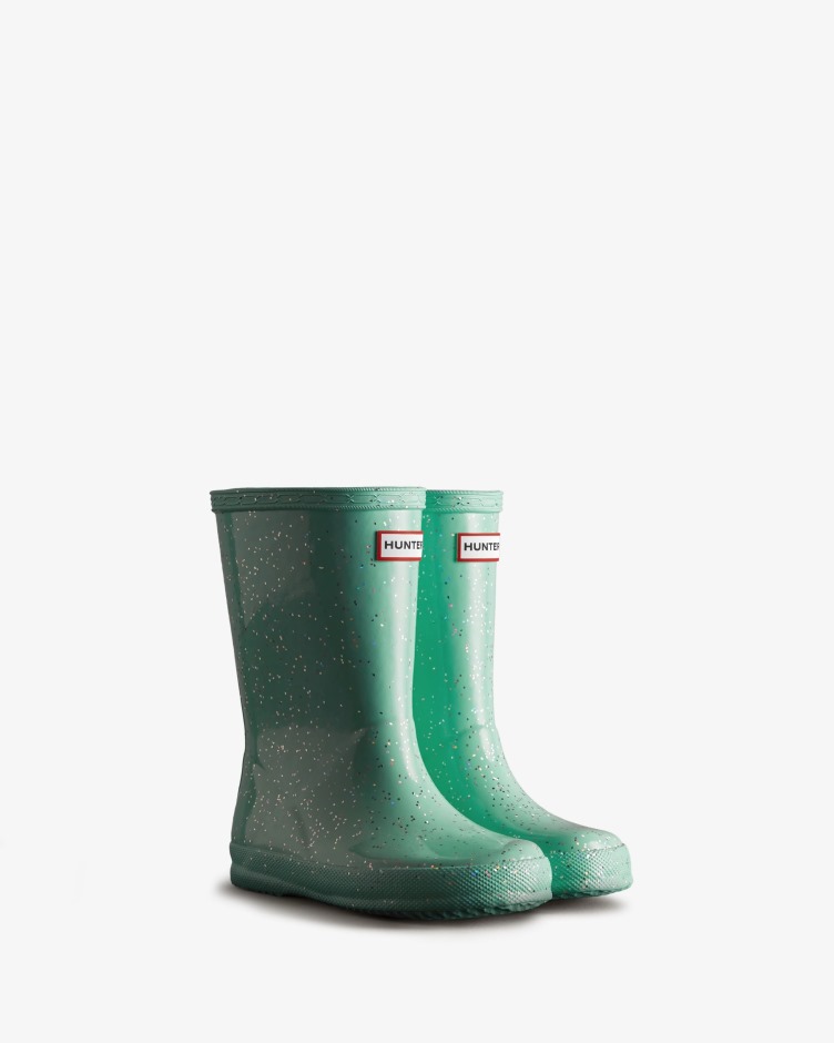 Hunter Kids First (18 Meses-8 Anos) Botas De Chuva Gigantes Com Glitter Menta Selvagem
