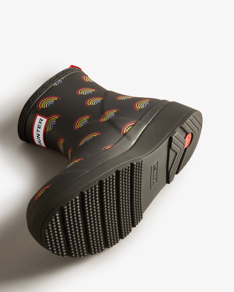 Hunter Feminino Play Curto Mini Botas De Chuva Arco-íris Mini Estampa De Arco-íris