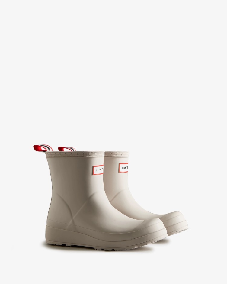 Botas De Chuva Curtas Femininas Hunter Play Cinza Claro
