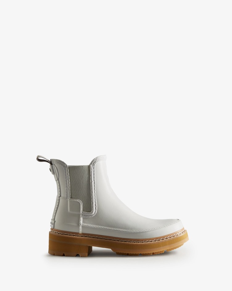 Botas Chelsea Com Detalhe De Costura Refinada Para Mulher Hunter Spurrey White