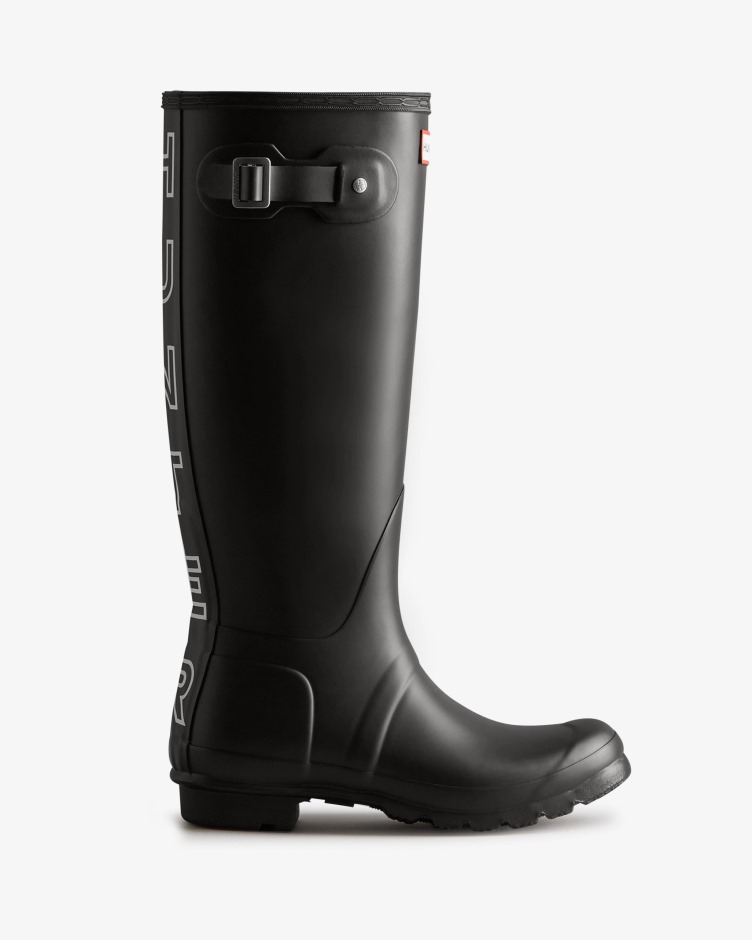 Botas De Chuva Altas Femininas Hunter Backstrap Preto-branco