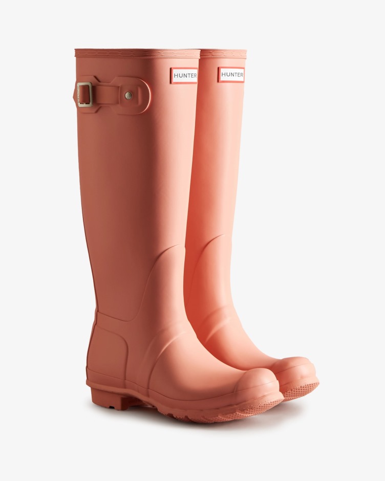 Botas De Chuva Altas Originais De Mulher Hunter Rosa áspero