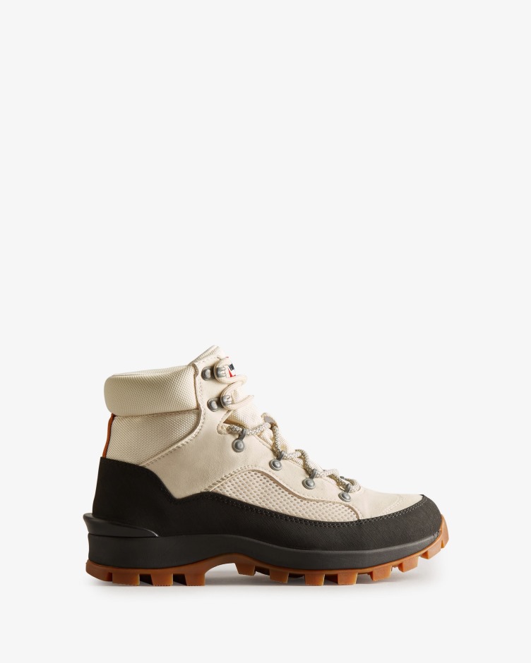 Botas De Comando Femininas Caçadoras Exploradoras Com Cordões Isolados Branco Salgueiro-creme Aconchegante-preto