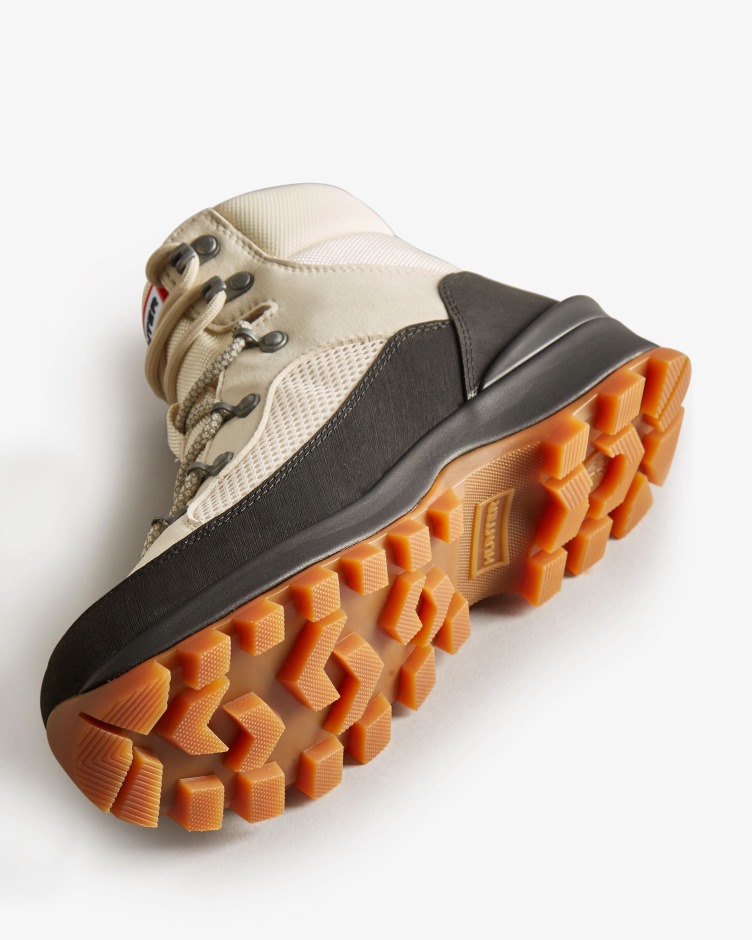 Botas De Comando Femininas Caçadoras Exploradoras Com Cordões Isolados Branco Salgueiro-creme Aconchegante-preto