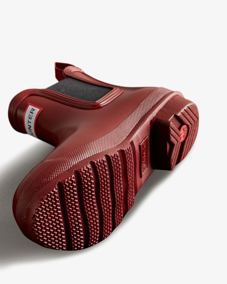 As Botas Chelsea Brilho Originais Das Mulheres Hunter Caem Vermelho-preto