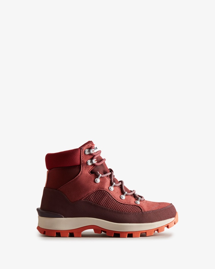 Botas De Comando Femininas Caçadoras Exploradoras Com Cordões Isolados Silenciado Berry-ruskea Marrom-queda Vermelho