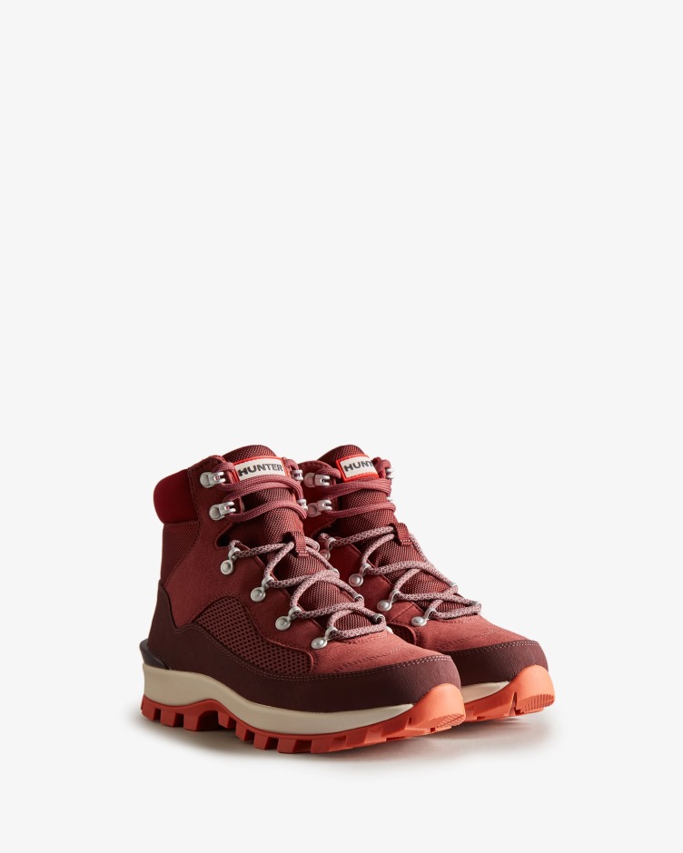 Botas De Comando Femininas Caçadoras Exploradoras Com Cordões Isolados Silenciado Berry-ruskea Marrom-queda Vermelho