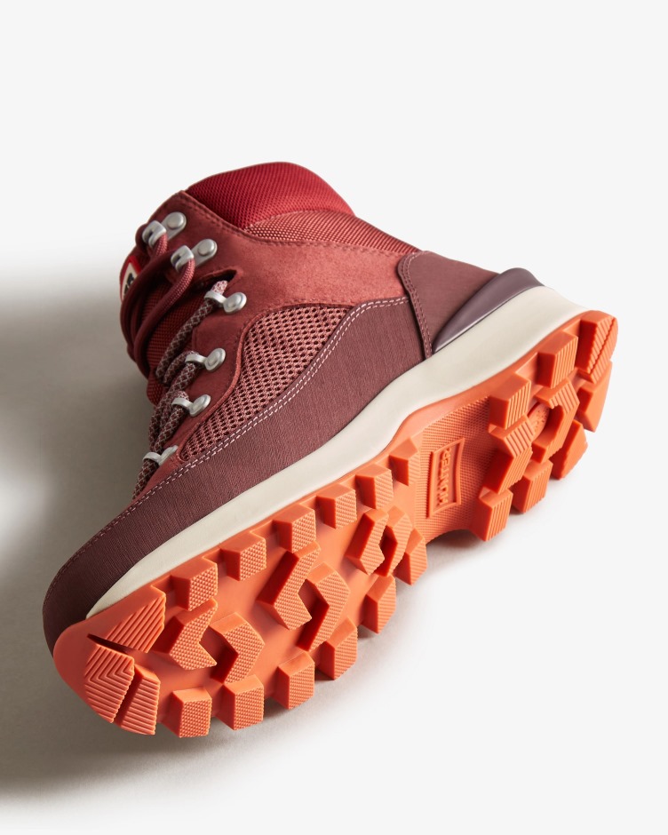 Botas De Comando Femininas Caçadoras Exploradoras Com Cordões Isolados Silenciado Berry-ruskea Marrom-queda Vermelho