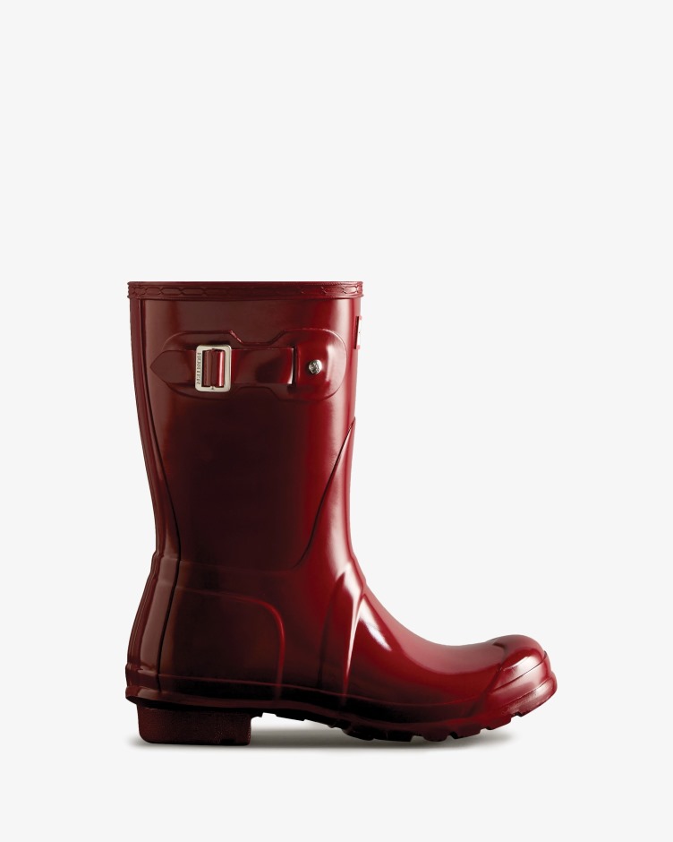 Botas De Chuva Originais De Brilho Curto Feminino Hunter Fall Red