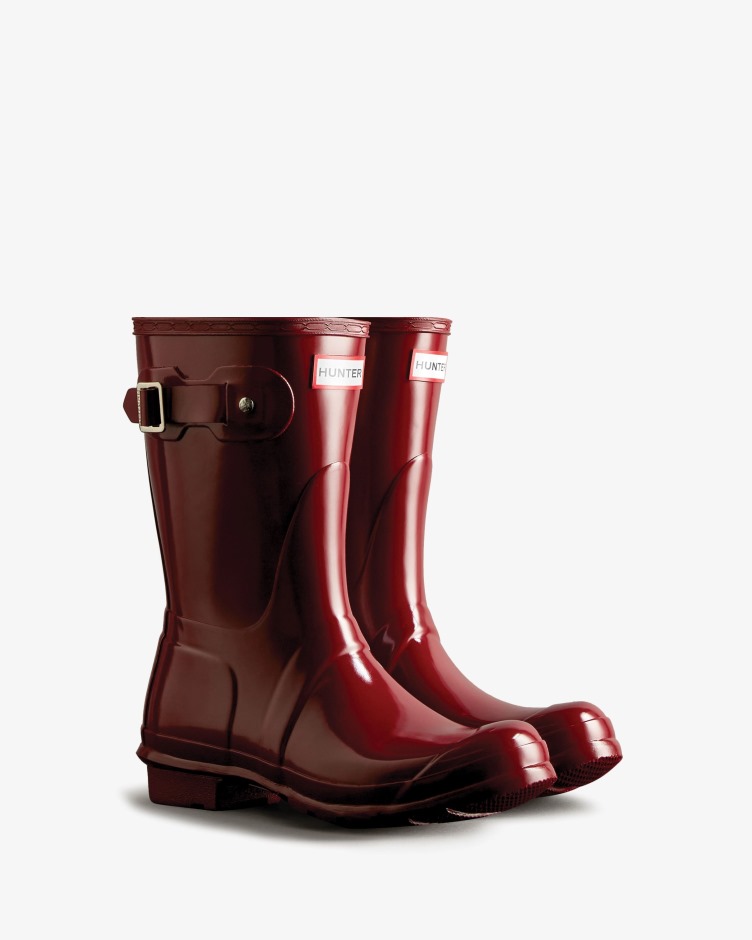 Botas De Chuva Originais De Brilho Curto Feminino Hunter Fall Red