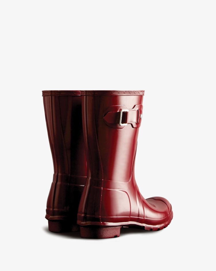 Botas De Chuva Originais De Brilho Curto Feminino Hunter Fall Red