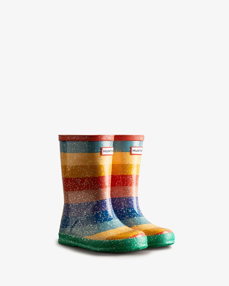 Hunter Kids First (18 Meses-8 Anos) Botas De Chuva De Arco-íris Glitter Multicoloridas Brilhantes