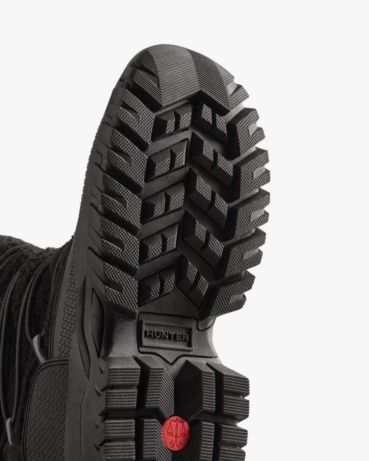 Botas De Neve Altas Com Isolamento Para Mulheres Caçadoras Veganas De Shearling Pretas